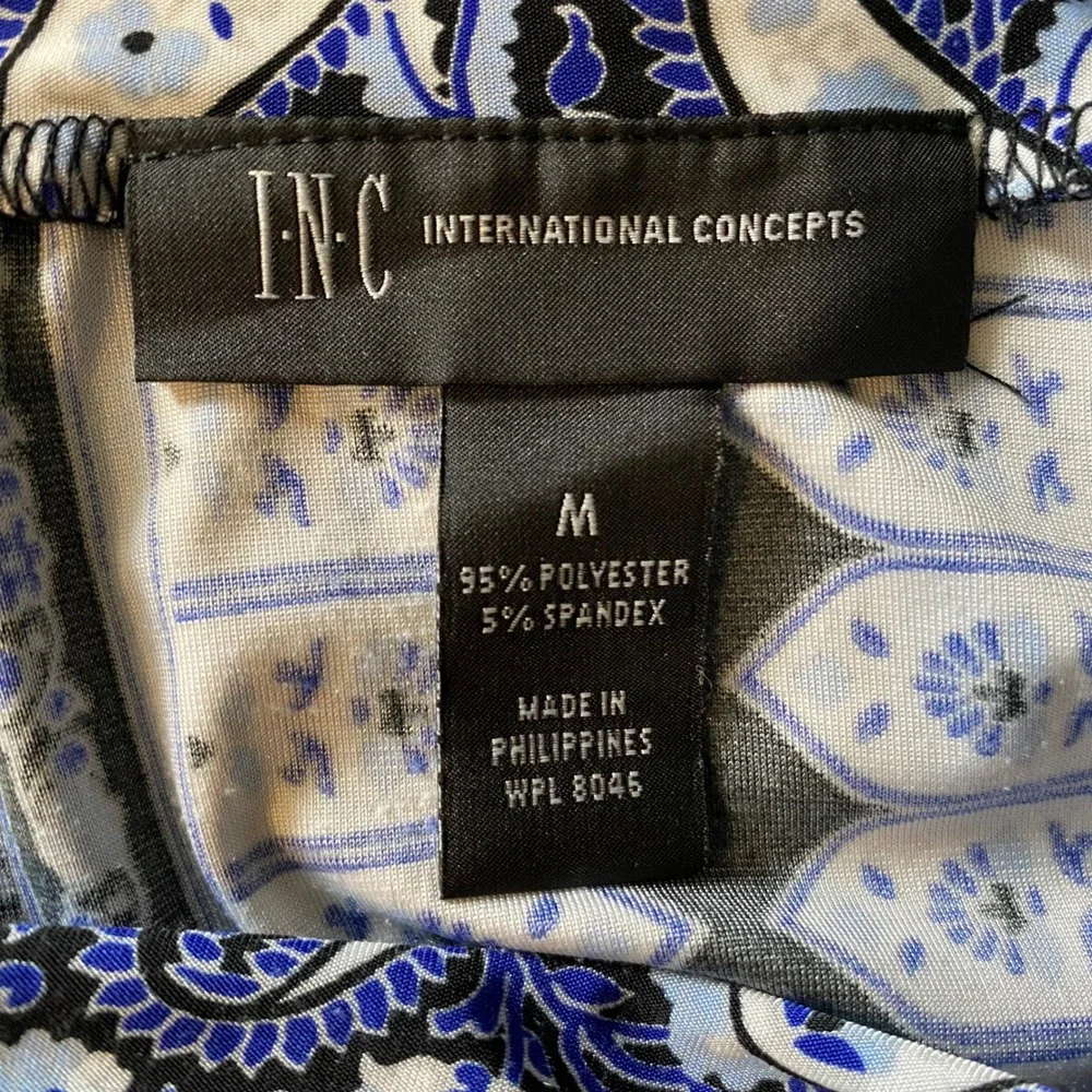 INC International Concepts Paisley Maxi‎ Skirt Women's Medium Blue Stretch Y2K